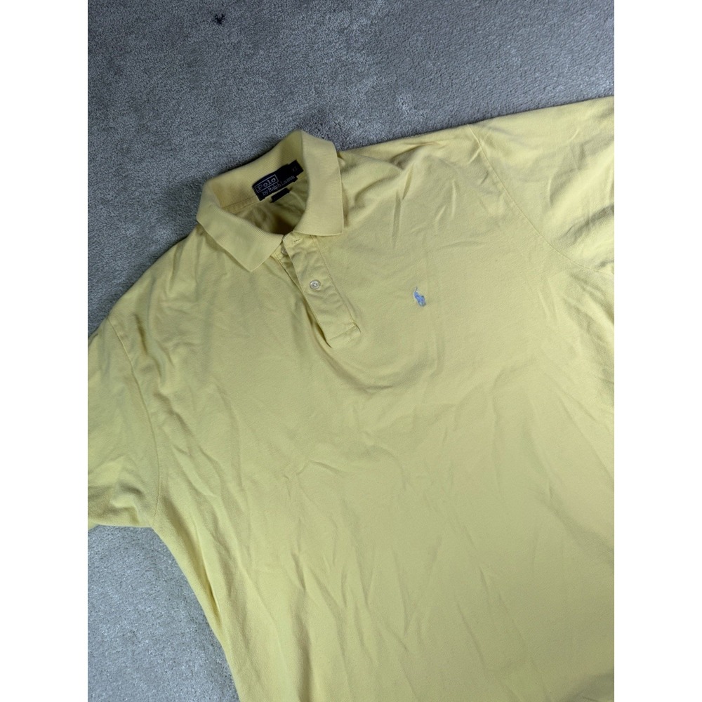 Polo Ralph Lauren Mesh Polo Shirt Yellow Pony Short Sleeve Men's XL Vintage